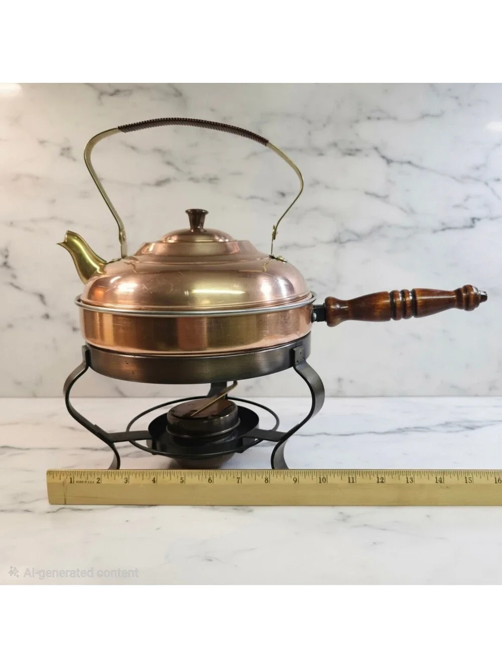 Vintage Metawa Holland Copper Kettle Chafing Dish Fondue Set MCM